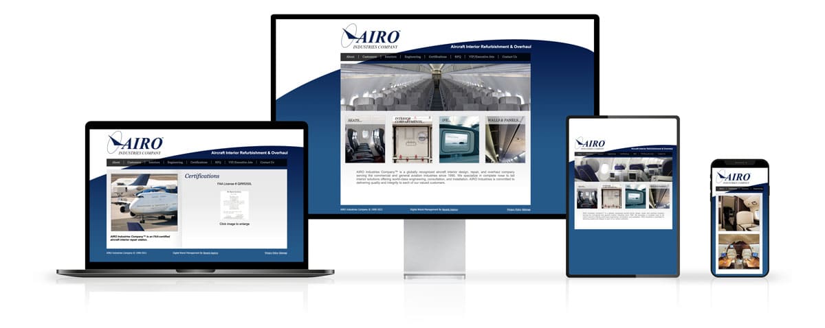 Airo Industries Website Design on Desktop and Mobile