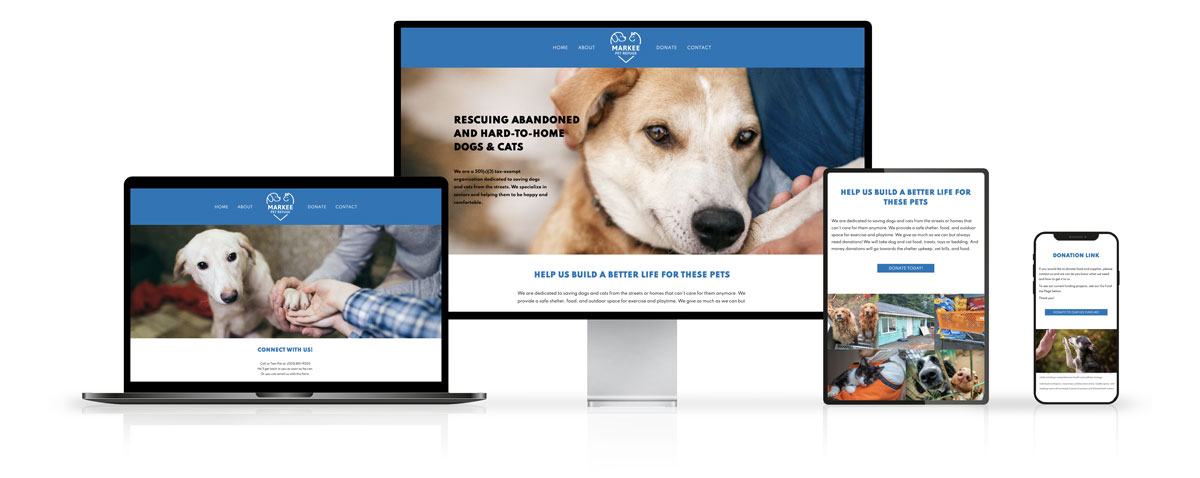 Markee Pet Refuge Website Design on Desktop and Mobile