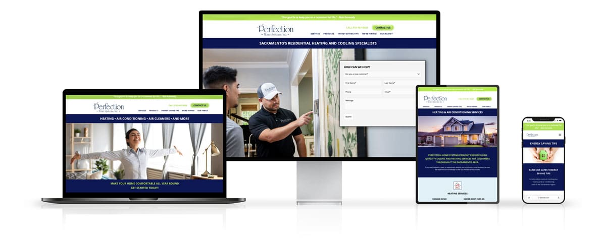 Perfection Home Systems Website Design on Desktop and Mobile